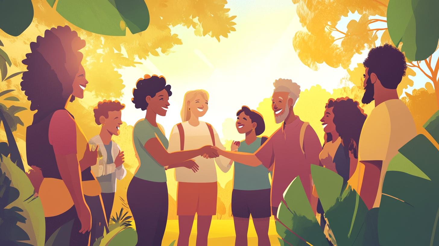 An illustration of diverse people building relationships