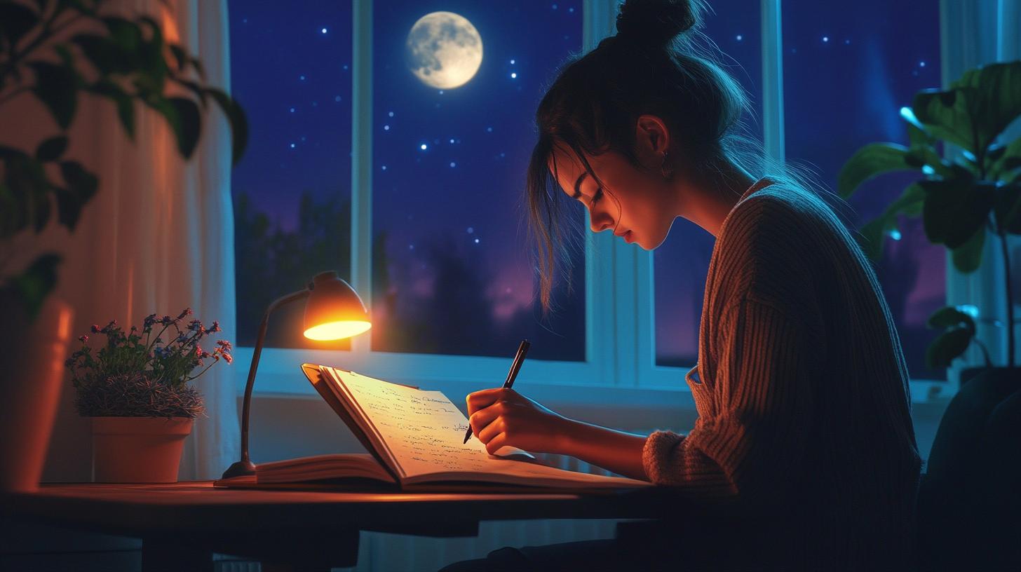 A person journaling at the end of the day