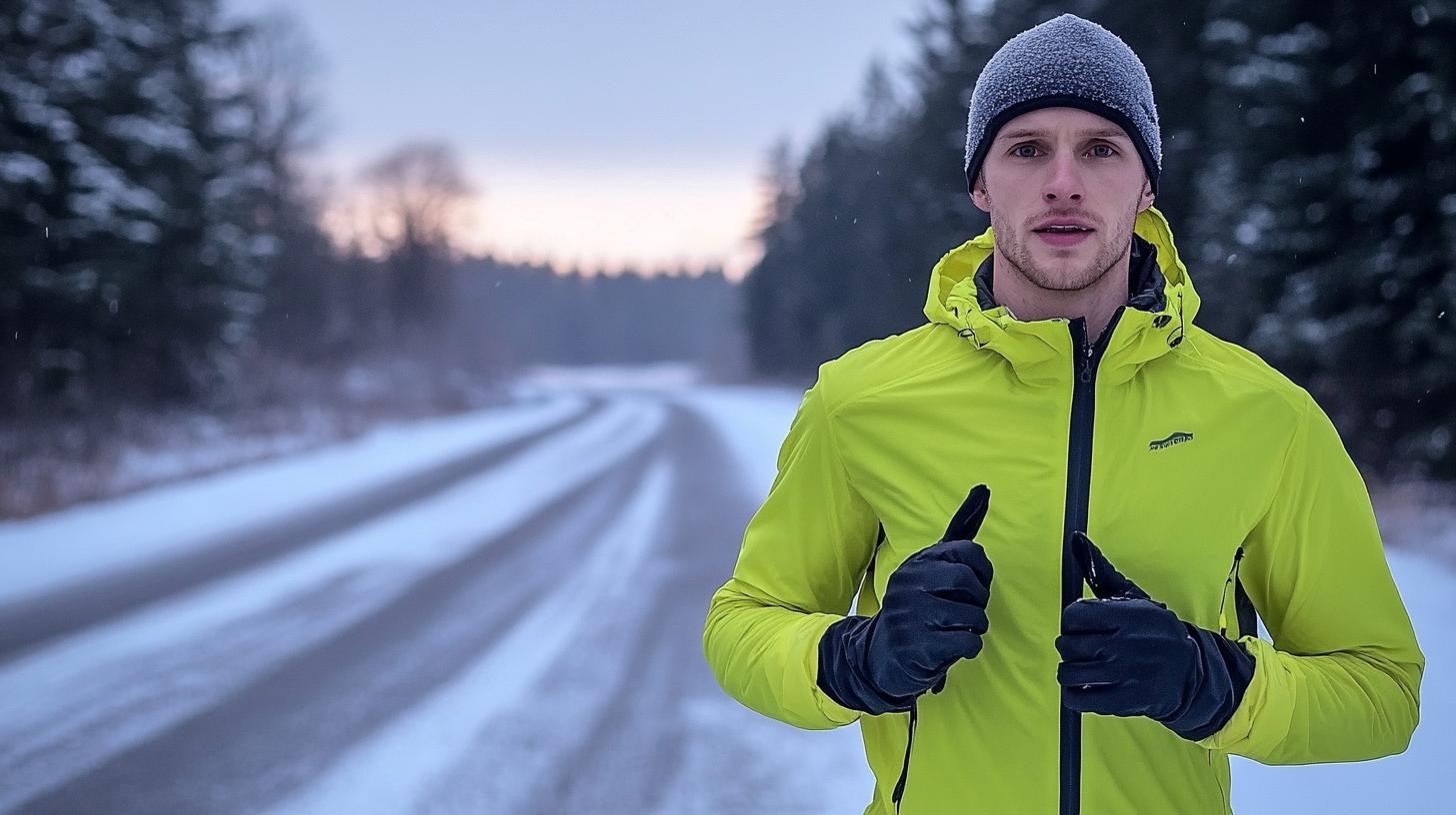 Runner wearing warm and reflective gear