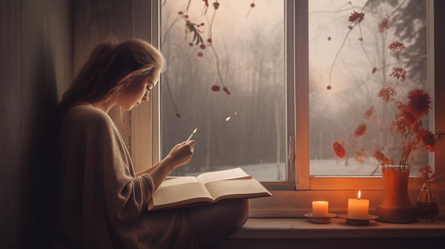 A serene and peaceful background with a woman sitting