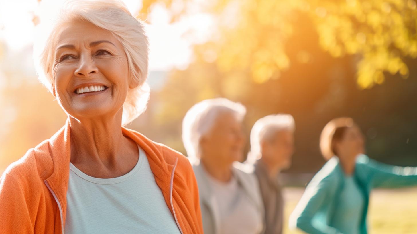A happy older adult engaging in a physical activity