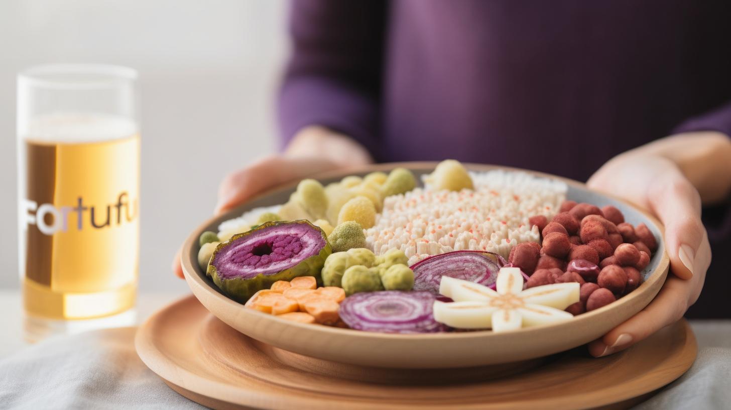 Person holding a plate of fermented food
