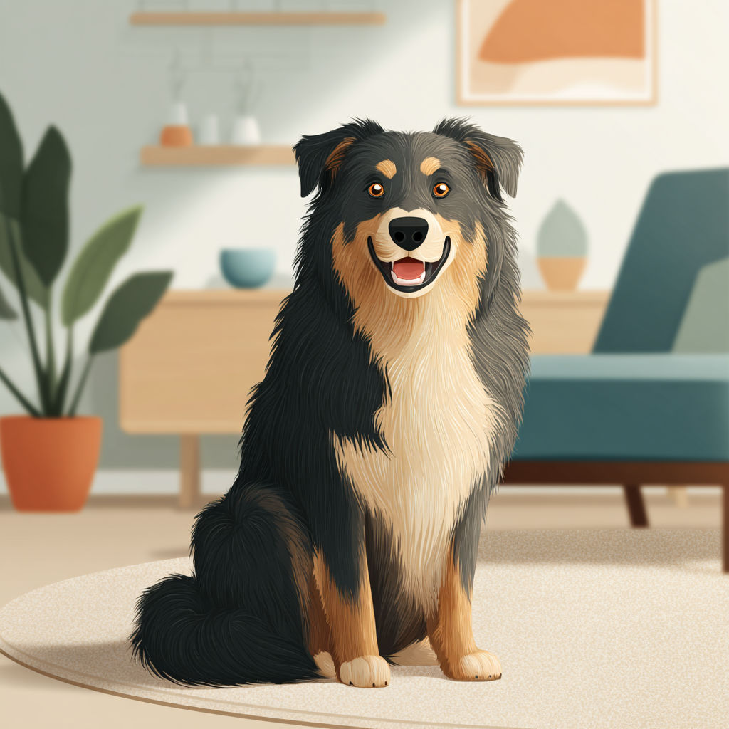 A happy dog with a calm expression indicating good health and well-being